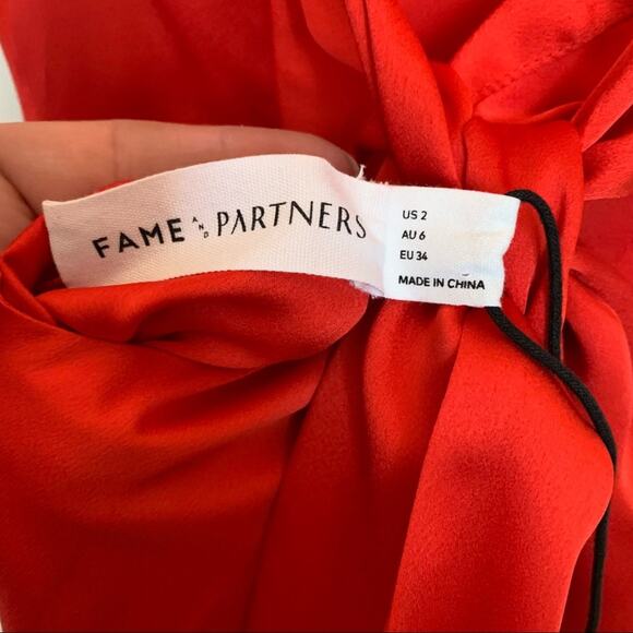 Fame and Partners Satin Wrap Maxi Dress 2 Red NWT - Picture 5 of 8